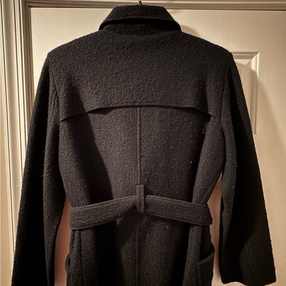 Sandro Black Trench Jacket with Gold Accents - Picture 4 of 7